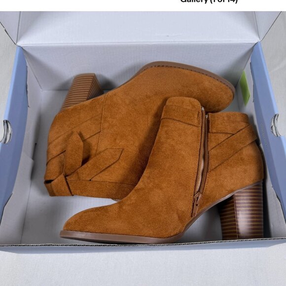 Shoes - PiePieBuy Women's Tie Knot Chelsea Pump Ankle Boots Closed Toe Brown Size 8.5